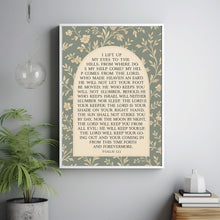 Psalm 121, Christian Wall Art with Vintage Floral Toile Art, Square Print I Lift My Eyes to the Hills Bible Verse Print or Canvas