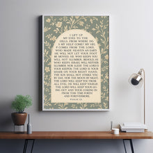 Psalm 121, Christian Wall Art with Vintage Floral Toile Art, Square Print I Lift My Eyes to the Hills Bible Verse Print or Canvas