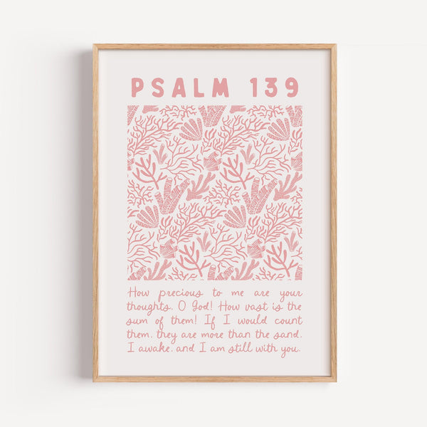 Psalm 139 Coastal Print Pink Christian Wall Art (Digital Download) 1745808922 5668