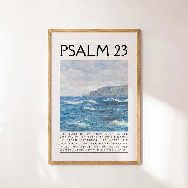 Psalm 23 Coastal Print Christian Bible Verse Wall Art (Digital Download) 1757029956