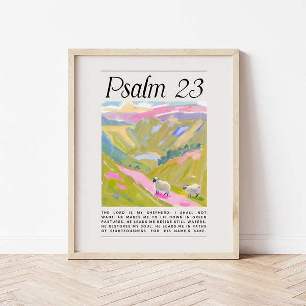 Psalm 23 Sheep Watercolor Painting Christian Wall Art (Digital Download) 1695791787