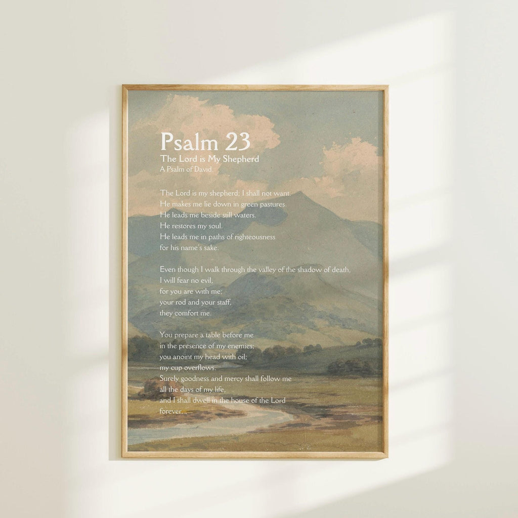 Psalm 23 Vintage Landscape Print Christian Bible Verse (Digital ...