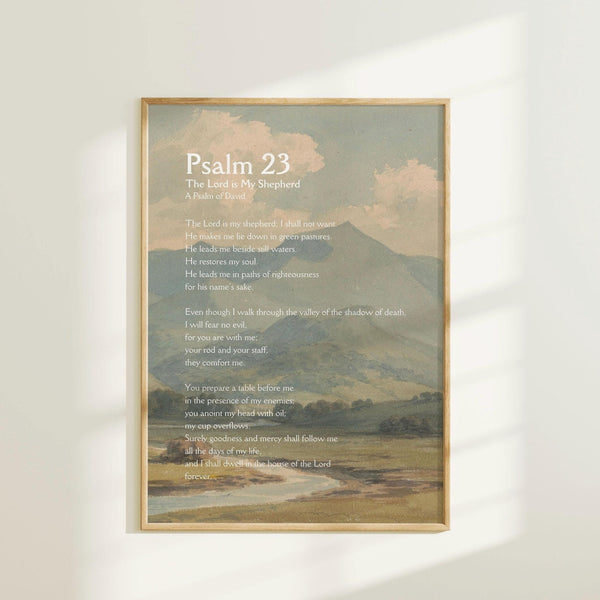 Psalm 23 Vintage Landscape Print Christian Bible Verse (Digital Download) 1584600747 9201