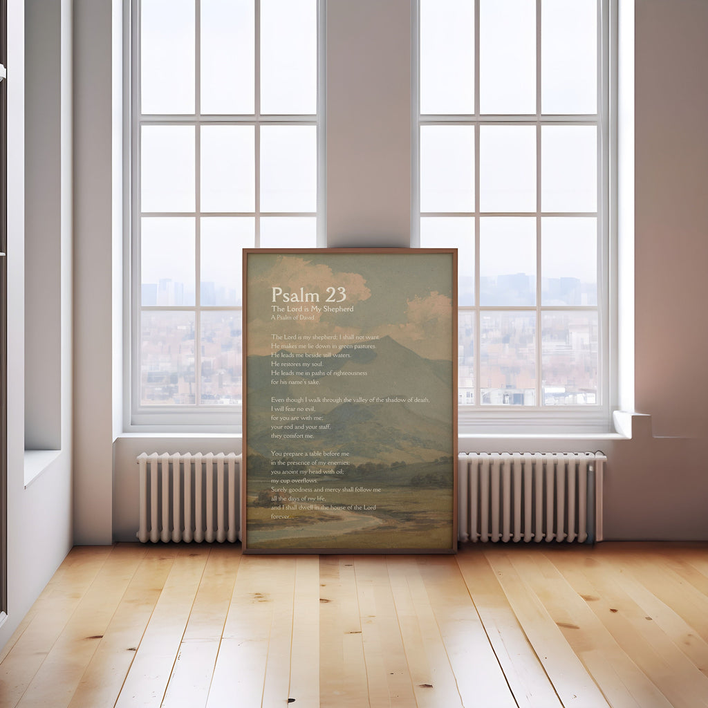 Psalm 23 Vintage Landscape Print Christian Bible Verse (Digital ...