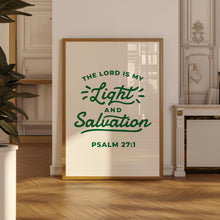 Psalm 271 Print, The Lord is my Light and Salvation, Bible Verse, Modern Christian Wall Art, Scripture Art, Christian Poster, Green Poster 1873682347