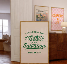 Psalm 271 Print, The Lord is my Light and Salvation, Bible Verse, Modern Christian Wall Art, Scripture Art, Christian Poster, Green Poster 1873682347