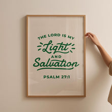 Psalm 271 Print, The Lord is my Light and Salvation, Bible Verse, Modern Christian Wall Art, Scripture Art, Christian Poster, Green Poster 1873682347