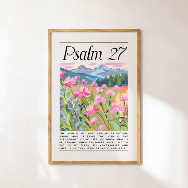 Psalm 27 Floral Watercolor Print Christian Home Decor (Digital Download) 1775871206 7281
