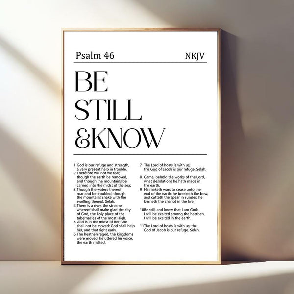 Psalm 46 Be Still and Know Printable, Bible Chapter Poster, Bible Verse, Modern Minimalist Christian Wall Art, Prayer Room Wall Art 4306628155