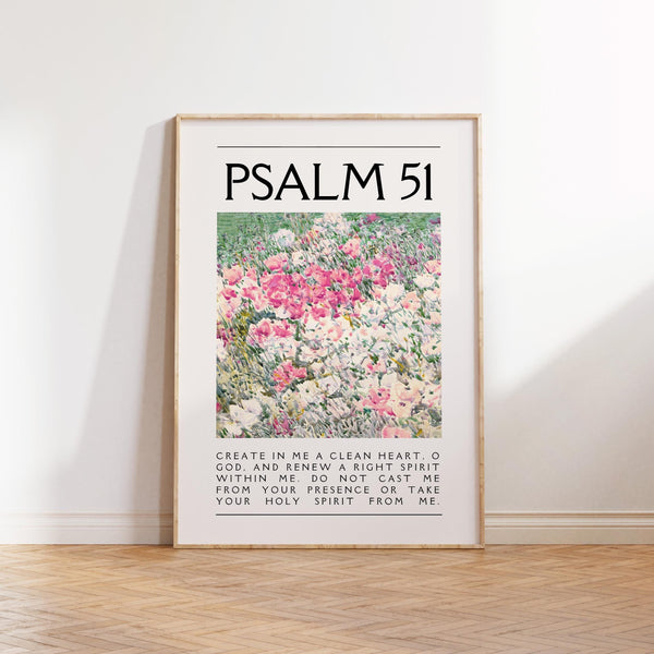 Psalm 51 Flower Market Print Christian Bible Verse Wall Art (Digital Download) 1796704608