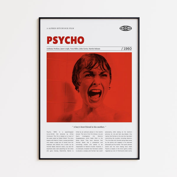 Psycho, Alfred Hitchcock, Retro Movie Poster, Custom Movie Poster 4421166909