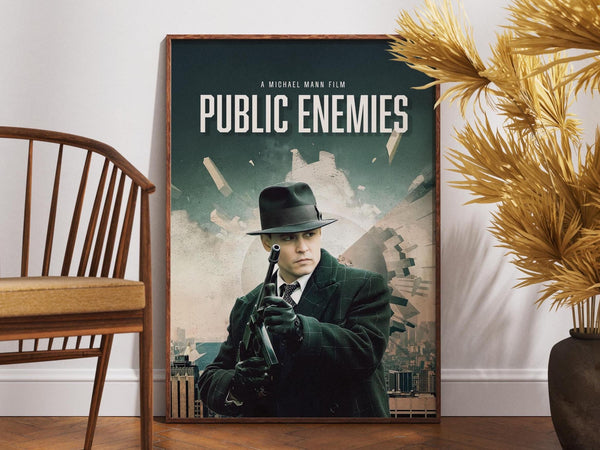 Public Enemies Poster, Retro Movie Poster, Vintage Art, Michael Mann, Johnny Depp, Marion Cotillard, Gift for Him, Gift for Her, Home Decor 4331155814