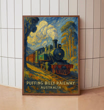Puffing Billy Vintage Poster, Scenic Railway Art Featuring a Steam Train in the Dandenong Ranges, Australia Wall Decor