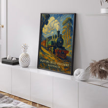 Puffing Billy Vintage Poster, Scenic Railway Art Featuring a Steam Train in the Dandenong Ranges, Australia Wall Decor