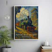 Puffing Billy Vintage Poster, Scenic Railway Art Featuring a Steam Train in the Dandenong Ranges, Australia Wall Decor