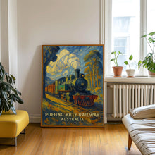 Puffing Billy Vintage Poster, Scenic Railway Art Featuring a Steam Train in the Dandenong Ranges, Australia Wall Decor