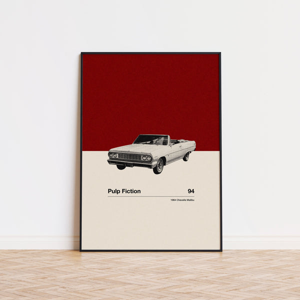 Pulp Fiction Inspire Poster  Car in Movie Poster  Mid Century Modern Poster  Minimalist Poster  Retro Art Print  Classic Movie 1577637082