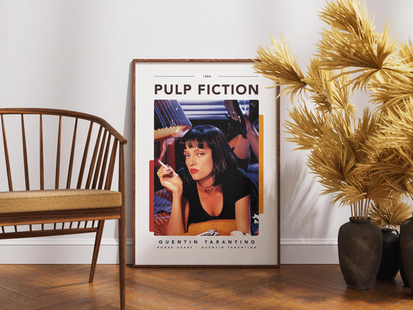Pulp Fiction Poster, Movie Art Print, Tarantino Films, Wall Decor, Uma Thurman 1890152365