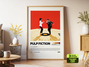 Pulp Fiction Poster, Retro Movie, Vintage Film, Quentin Tarantino, John Travolta, Print Art 4384243242