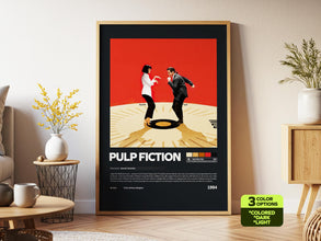 Pulp Fiction Poster, Retro Movie, Vintage Film, Quentin Tarantino, John Travolta, Print Art 4384243242