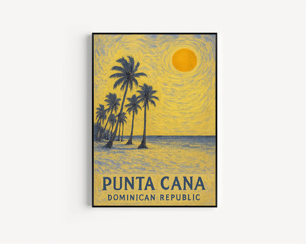 Punta Cana Poster Print, Punta Cana Travel Poster, Punta Cana Van Gogh Style Wall Art, Punta Cana, Dominican Republic