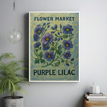 Purple Lilac Flower Market Art Print, Botanical Pastel Wall Art, Purple Lilac Artwork for Home Decor, C31-338