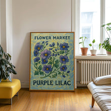 Purple Lilac Flower Market Art Print, Botanical Pastel Wall Art, Purple Lilac Artwork for Home Decor, C31-338