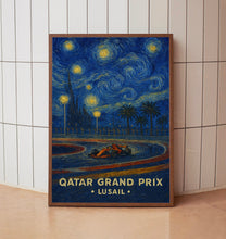 Qatar Grand Prix Poster – Stunning Formula 1 Night Race at Lusail Circuit with Desert Backdrop