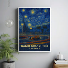 Qatar Grand Prix Poster – Stunning Formula 1 Night Race at Lusail Circuit with Desert Backdrop
