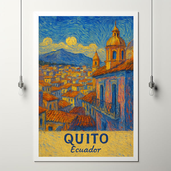 Quito Travel Print Wall Art, Quito - Ecuador City Print, Quito Travel Gift, Quito City Poster, Van Gogh style Travel Gift, Wedding Gift