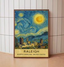 Raleigh Poster Print, Raleigh Travel Poster, Raleigh Van Gogh Style Wall Art, Raleigh, North Carolina, United States