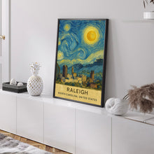 Raleigh Poster Print, Raleigh Travel Poster, Raleigh Van Gogh Style Wall Art, Raleigh, North Carolina, United States