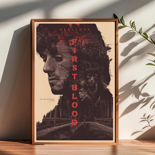 Rambo First Blood Movie Poster, Stallone, Vietnam War Art 1787367490