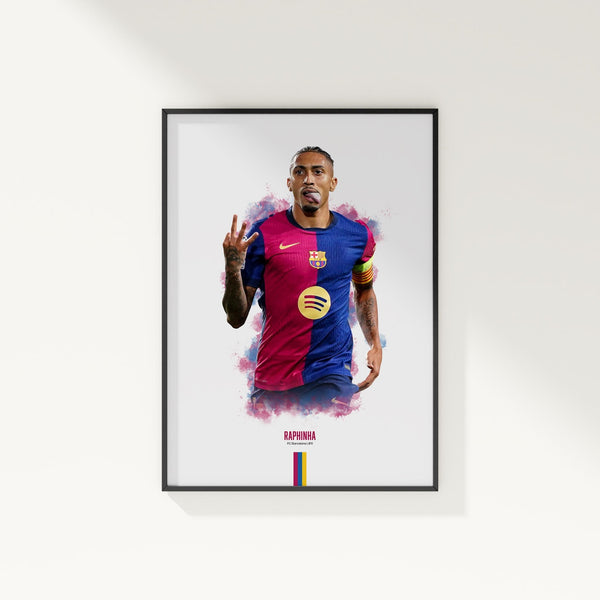 Raphinha FC Barcelona Poster La Liga Football Wall Art 1870208792