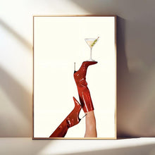 Red Boot Martini Wall Art, Bar Cart Art, Vintage Poster, Canvas Posters, Wall Art Poster, Poster Gifts, Unframed 1852281383