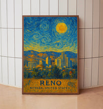 Reno Poster Print, Reno Travel Poster, Reno Van Gogh Style Wall Art, Reno, Nevada, United States