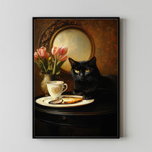 Retro Ginger Cat & Coffee Wall Art Print, TeaCups Vintage Kitchen Decor, Dining Room Artwork 4