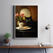 Retro Ginger Cat & Coffee Wall Art Print, TeaCups Vintage Kitchen Decor, Dining Room Artwork 4