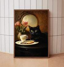 Retro Ginger Cat & Coffee Wall Art Print, TeaCups Vintage Kitchen Decor, Dining Room Artwork 4