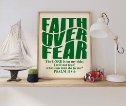 Retro Christian Wall Art, Faith Print, Christian Poster, Bible Verse, Digital Download, Religious Wall Decor, Psalm Scripture, Green Poster 1786792130