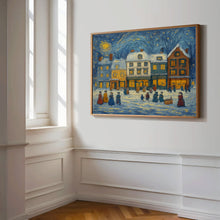 Retro Christmas Town Art Cheerful Winter Holiday