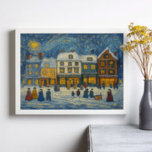 Retro Christmas Town Art Cheerful Winter Holiday