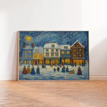 Retro Christmas Town Art Cheerful Winter Holiday