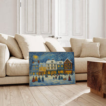 Retro Christmas Town Art Cheerful Winter Holiday