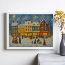Retro Christmas Town Art Cheerful Winter Holiday Print