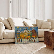 Retro Christmas Town Art Cheerful Winter Holiday Print