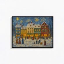Retro Christmas Town Art Cheerful Winter Holiday Print