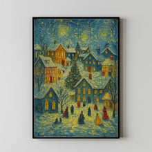 Retro Christmas Town Print Vintage Holiday Wall Art