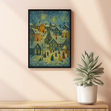 Retro Christmas Town Print Vintage Holiday Wall Art