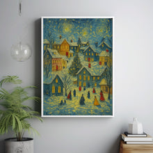 Retro Christmas Town Print Vintage Holiday Wall Art